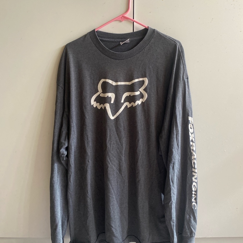 Fox Gray Long Sleeve Tees Casual Wear